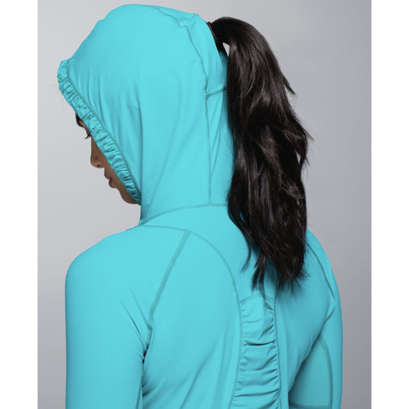 Lululemon UPF50 Lightweight Run Surf Hoodie Long Sleeve Slim 4 Turquoise - Picture 8 of 14